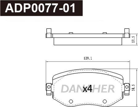 Danaher ADP0077-01 - Kit de plaquettes de frein, frein à disque cwaw.fr