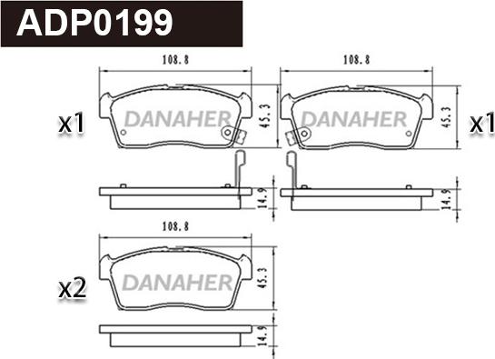 Danaher ADP0199 - Kit de plaquettes de frein, frein à disque cwaw.fr