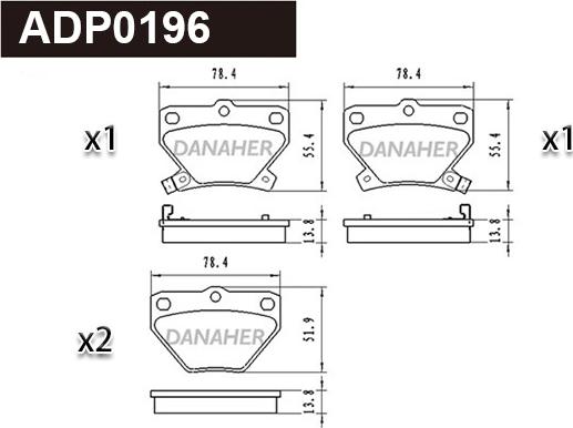 Danaher ADP0196 - Kit de plaquettes de frein, frein à disque cwaw.fr