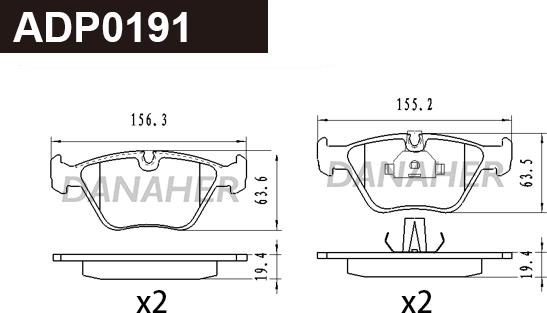 Danaher ADP0191 - Kit de plaquettes de frein, frein à disque cwaw.fr