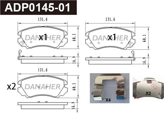 Danaher ADP0145-01 - Kit de plaquettes de frein, frein à disque cwaw.fr