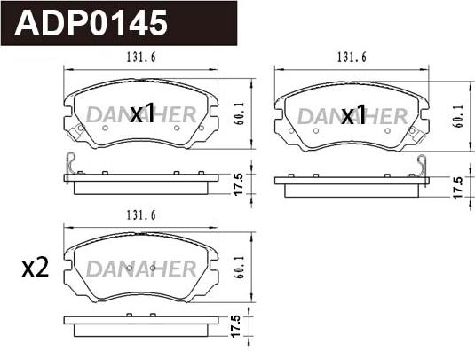 Danaher ADP0145 - Kit de plaquettes de frein, frein à disque cwaw.fr