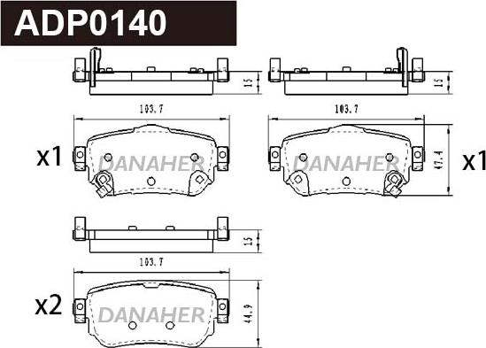 Danaher ADP0140 - Kit de plaquettes de frein, frein à disque cwaw.fr