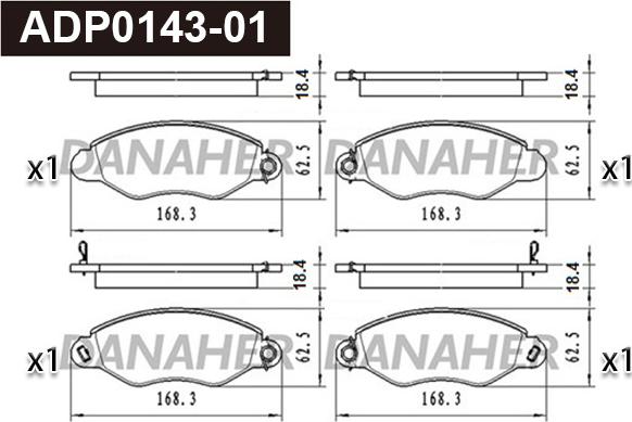 Danaher ADP0143-01 - Kit de plaquettes de frein, frein à disque cwaw.fr