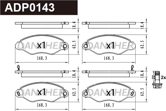 Danaher ADP0143 - Kit de plaquettes de frein, frein à disque cwaw.fr