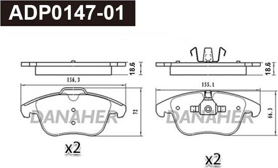 Danaher ADP0147-01 - Kit de plaquettes de frein, frein à disque cwaw.fr