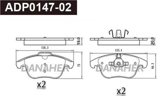 Danaher ADP0147-02 - Kit de plaquettes de frein, frein à disque cwaw.fr