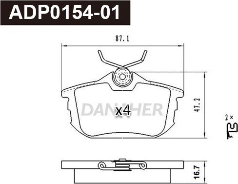 Danaher ADP0154-01 - Kit de plaquettes de frein, frein à disque cwaw.fr