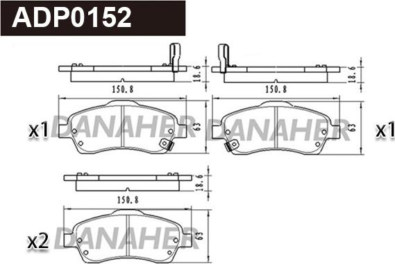 Danaher ADP0152 - Kit de plaquettes de frein, frein à disque cwaw.fr