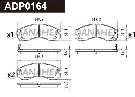 Danaher ADP0164 - Kit de plaquettes de frein, frein à disque cwaw.fr