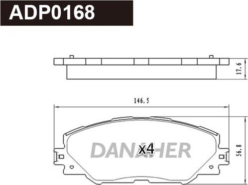 Danaher ADP0168 - Kit de plaquettes de frein, frein à disque cwaw.fr