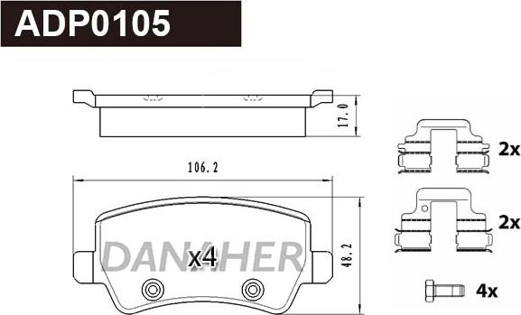 Danaher ADP0105 - Kit de plaquettes de frein, frein à disque cwaw.fr