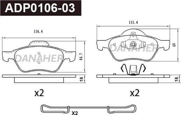 Danaher ADP0106-03 - Kit de plaquettes de frein, frein à disque cwaw.fr