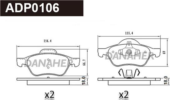 Danaher ADP0106 - Kit de plaquettes de frein, frein à disque cwaw.fr