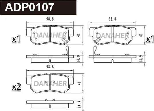 Danaher ADP0107 - Kit de plaquettes de frein, frein à disque cwaw.fr