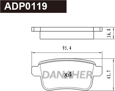 Danaher ADP0119 - Kit de plaquettes de frein, frein à disque cwaw.fr