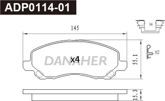 Danaher ADP0114-01 - Kit de plaquettes de frein, frein à disque cwaw.fr