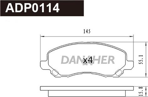 Danaher ADP0114 - Kit de plaquettes de frein, frein à disque cwaw.fr