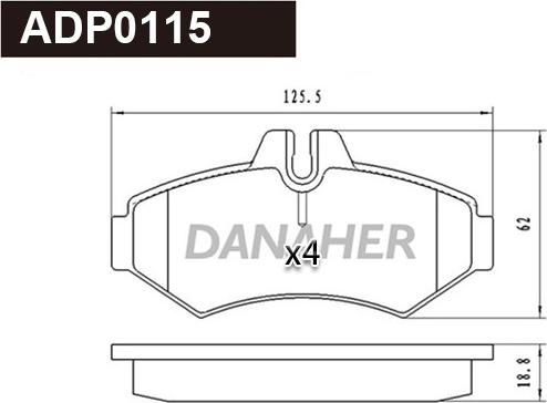 Danaher ADP0115 - Kit de plaquettes de frein, frein à disque cwaw.fr