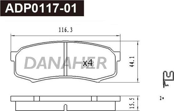 Danaher ADP0117-01 - Kit de plaquettes de frein, frein à disque cwaw.fr