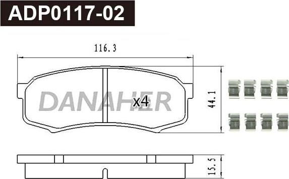 Danaher ADP0117-02 - Kit de plaquettes de frein, frein à disque cwaw.fr