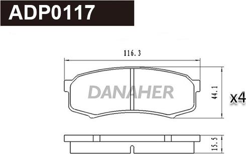 Danaher ADP0117 - Kit de plaquettes de frein, frein à disque cwaw.fr