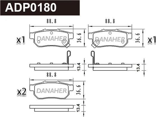 Danaher ADP0180 - Kit de plaquettes de frein, frein à disque cwaw.fr