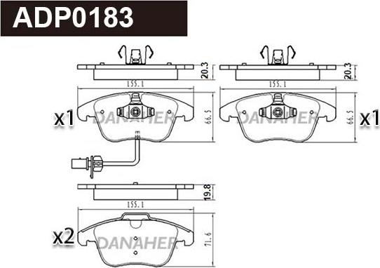 Danaher ADP0183 - Kit de plaquettes de frein, frein à disque cwaw.fr