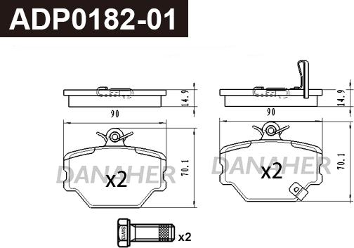 Danaher ADP0182-01 - Kit de plaquettes de frein, frein à disque cwaw.fr