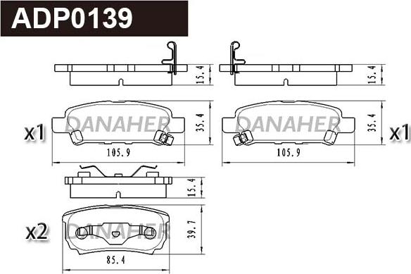 Danaher ADP0139 - Kit de plaquettes de frein, frein à disque cwaw.fr