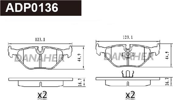 Danaher ADP0136 - Kit de plaquettes de frein, frein à disque cwaw.fr