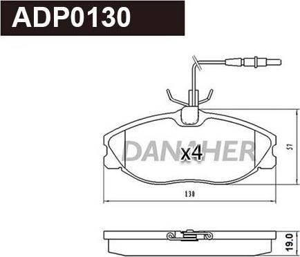 Danaher ADP0130 - Kit de plaquettes de frein, frein à disque cwaw.fr