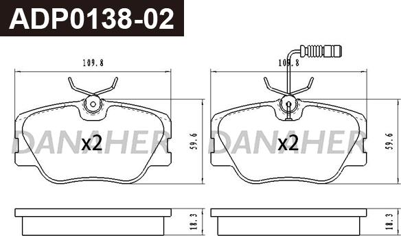 Danaher ADP0138-02 - Kit de plaquettes de frein, frein à disque cwaw.fr