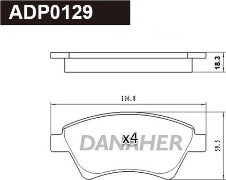 Danaher ADP0129 - Kit de plaquettes de frein, frein à disque cwaw.fr