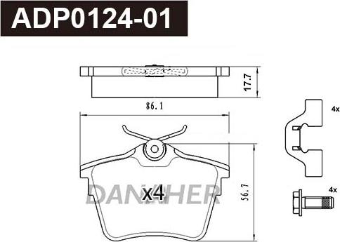 Danaher ADP0124-01 - Kit de plaquettes de frein, frein à disque cwaw.fr