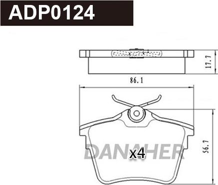 Danaher ADP0124 - Kit de plaquettes de frein, frein à disque cwaw.fr