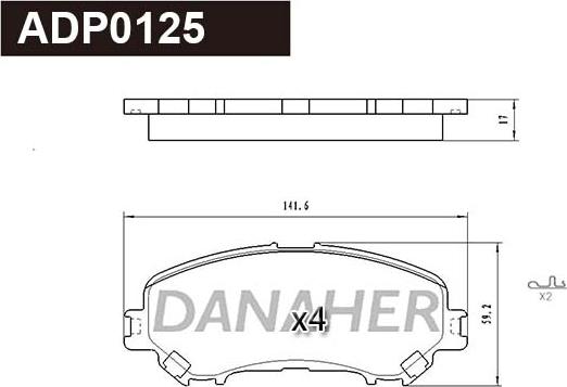 Danaher ADP0125 - Kit de plaquettes de frein, frein à disque cwaw.fr