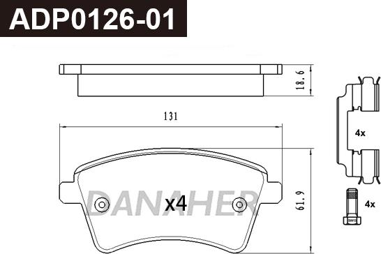 Danaher ADP0126-01 - Kit de plaquettes de frein, frein à disque cwaw.fr