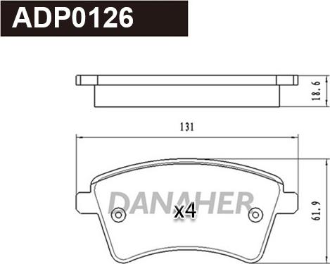 Danaher ADP0126 - Kit de plaquettes de frein, frein à disque cwaw.fr