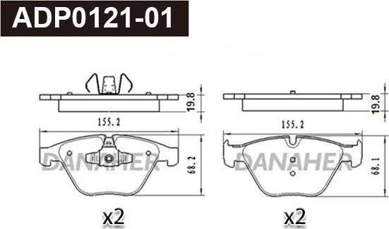 Danaher ADP0121-01 - Kit de plaquettes de frein, frein à disque cwaw.fr