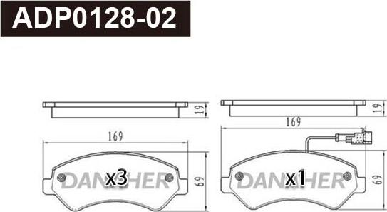 Danaher ADP0128-02 - Kit de plaquettes de frein, frein à disque cwaw.fr