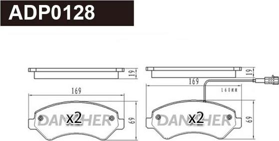 Danaher ADP0128 - Kit de plaquettes de frein, frein à disque cwaw.fr