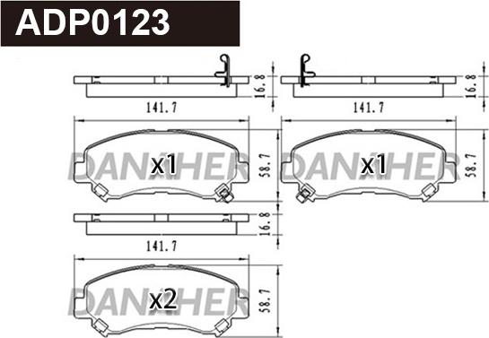 Danaher ADP0123 - Kit de plaquettes de frein, frein à disque cwaw.fr