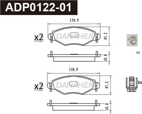 Danaher ADP0122-01 - Kit de plaquettes de frein, frein à disque cwaw.fr