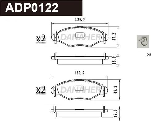 Danaher ADP0122 - Kit de plaquettes de frein, frein à disque cwaw.fr