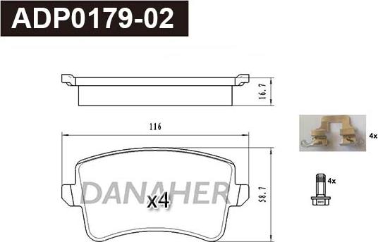 Danaher ADP0179-02 - Kit de plaquettes de frein, frein à disque cwaw.fr