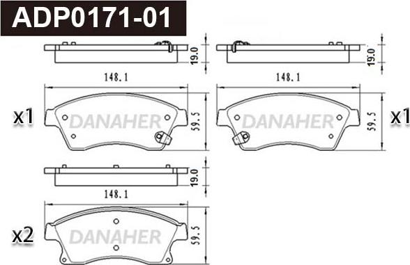 Danaher ADP0171-01 - Kit de plaquettes de frein, frein à disque cwaw.fr