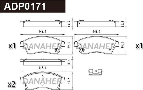 Danaher ADP0171 - Kit de plaquettes de frein, frein à disque cwaw.fr