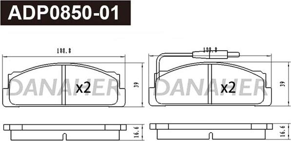 Danaher ADP0850-01 - Kit de plaquettes de frein, frein à disque cwaw.fr