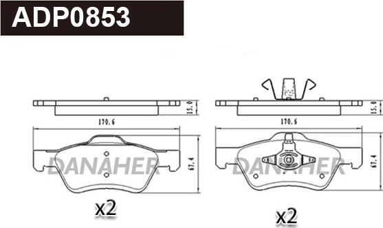 Danaher ADP0853 - Kit de plaquettes de frein, frein à disque cwaw.fr